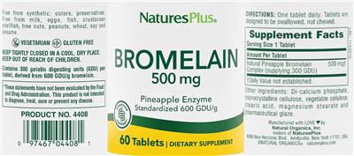 Bromelain 500 mg label