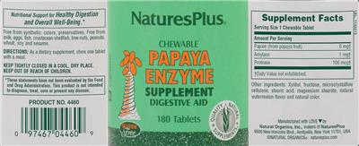 Chewable Papaya Enzyme label