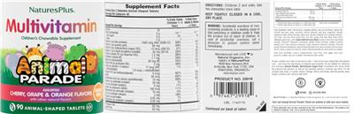 Children's Chewable Multivitamin label