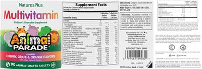 Multivitamin label
