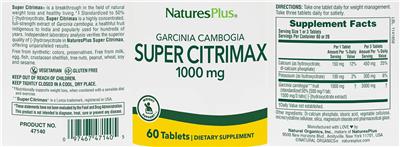Super Citrimax 1000 mg label