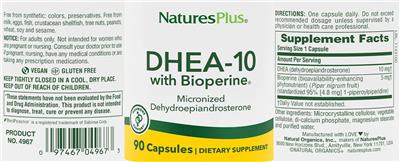 DHEA-10 with BioPerine label