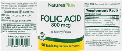Folic Acid 800 mcg label