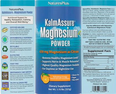 KalmAssure Magnesium Powder 420 mg Refreshing Orange label
