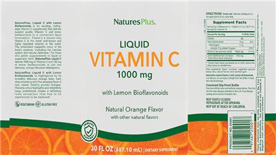 Liquid C Supplement 1000 mg Orange Flavor label