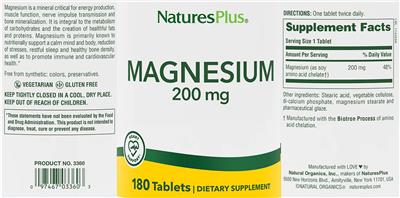 Magnesium 200 mg label