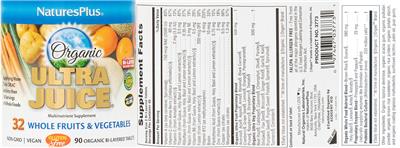 Organic Ultra Juice label