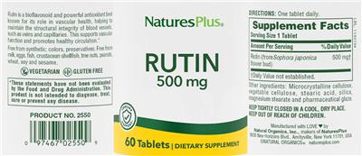 Rutin 500 mg label