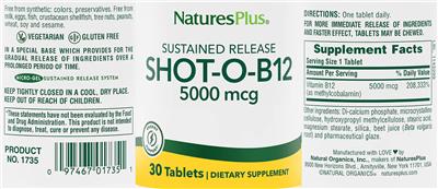 Shot-O-B12 5000 mcg Sustained Release label