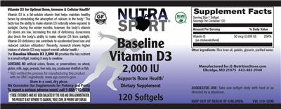 Baseline Vitamin D3 2,000 IU label