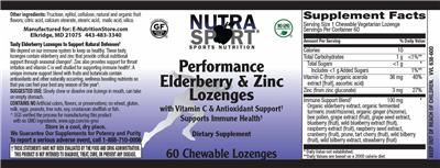Performance Elderberry & Zinc Lozenges label