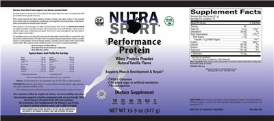 Performance Protein Natural Vanilla Flavor label