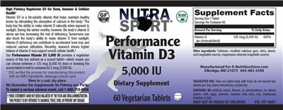 Performance Vitamin D3 5,000 IU label