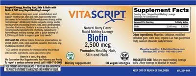 Biotin 2,500 mcg label