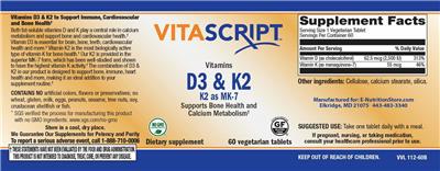 Vitamins D3 & K2 label