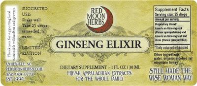 Ginseng Elixir label
