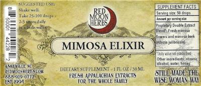 Mimosa Elixir label