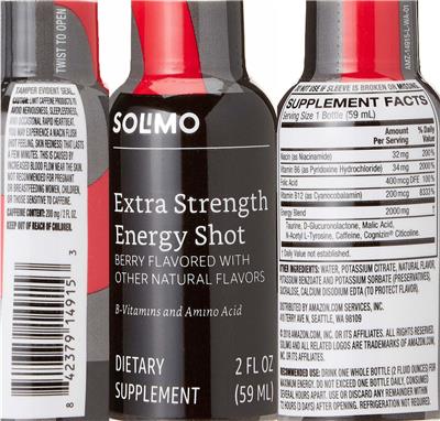 Extra Strength Energy Shot Berry Flavored label