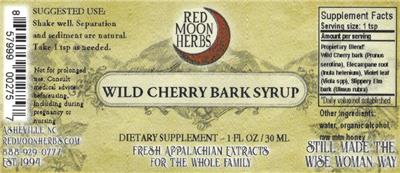 Wild Cherry Bark Syrup label