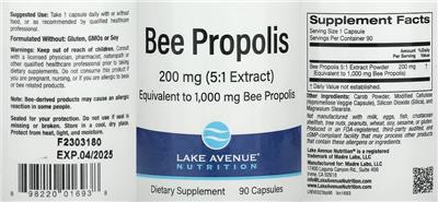 Bee Propolis 200 mg (5:1 extract) label