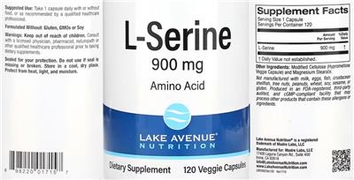 L-Serine 900 mg label