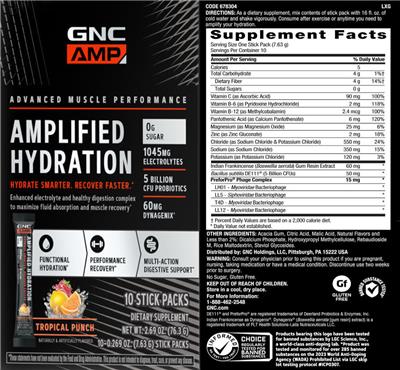 Amplified Hydration Tropical Punch label