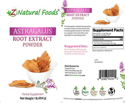 Astragalus Root Extract Powder label