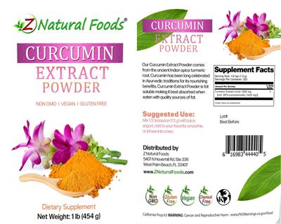Curcumin Extract Powder label