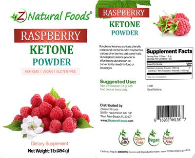 Raspberry Ketone Powder label