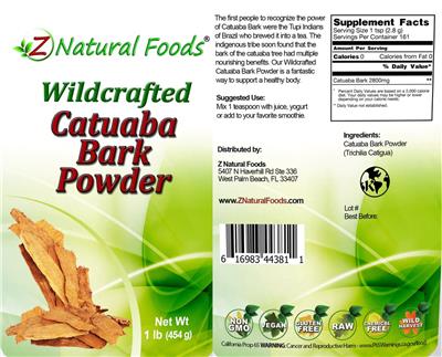 Wildcrafted Catuaba Bark Powder label