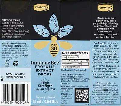 Immune Bee Propolis Extract Drops PFL 30 label