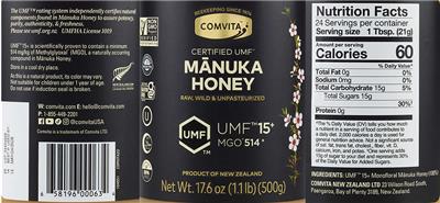 Manuka Honey UMF 15+ MGO 514+ label