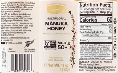 Multifloral Manuka Honey MGO50+ label