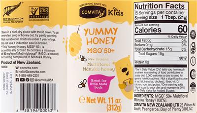 Yummy Honey MGO 50+ label
