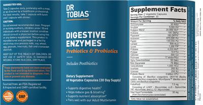 Digestive Enzymes Prebiotics & Probiotics label