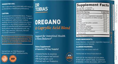 Oregano & Caprylic Acid Blend label