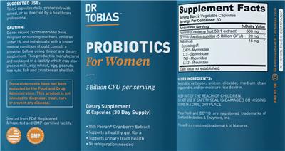 Probiotics for Women label