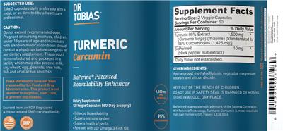 Turmeric Curcumin 1,500 mg label