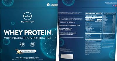 Whey Protein Vanilla Flavored label