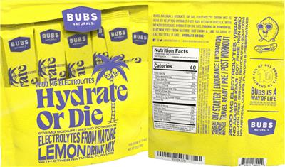 Hydrate or Die Lemon label