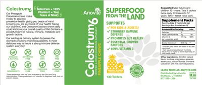 Colostrum6 Pineapple Chews label