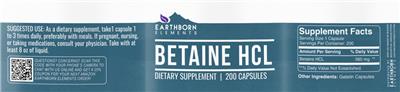 Betaine HCL label