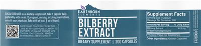 Bilberry Extract label