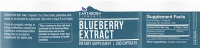 Blueberry Extract label