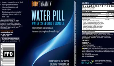 Water Pill label