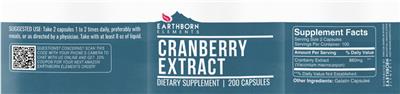 Cranberry Extract label