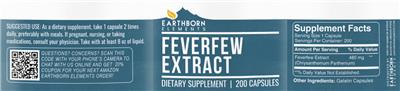 Feverfew Extract label