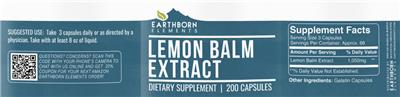 Lemon Balm Extract label