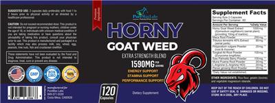Horny Goat Weed Extra Strength Blend label