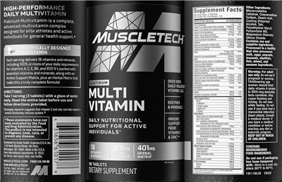 Platinum Multi Vitamin label